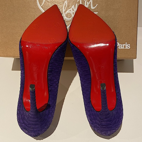 Christian Louboutin Décolleté 554 100 Watersnake Nabuck Purple Pop - Picture 6 of 11
